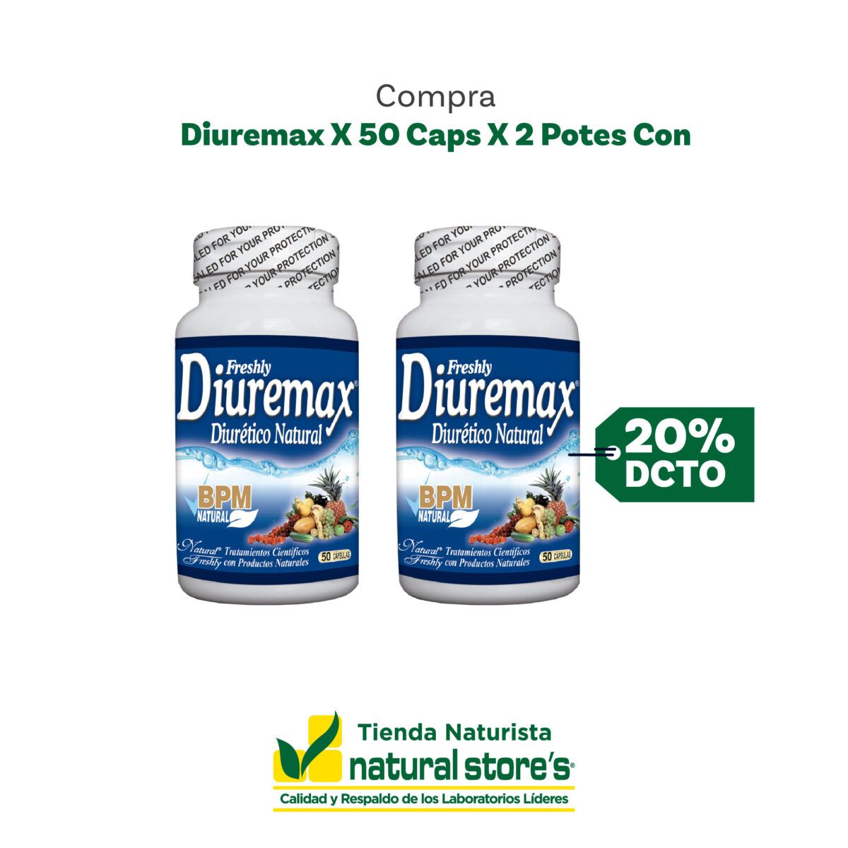 Diuremax frasco 50 cápsulas lleva la segunda unidad con el 20%