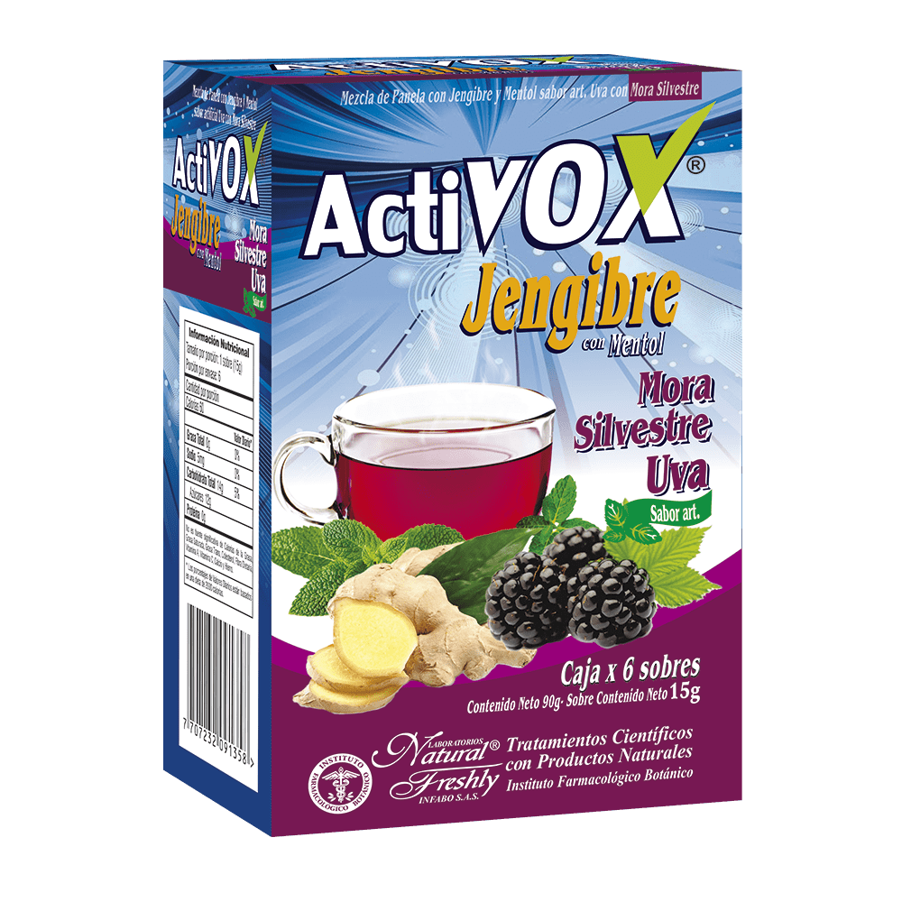 Activox jengibre en sachet sabor mora silvestre