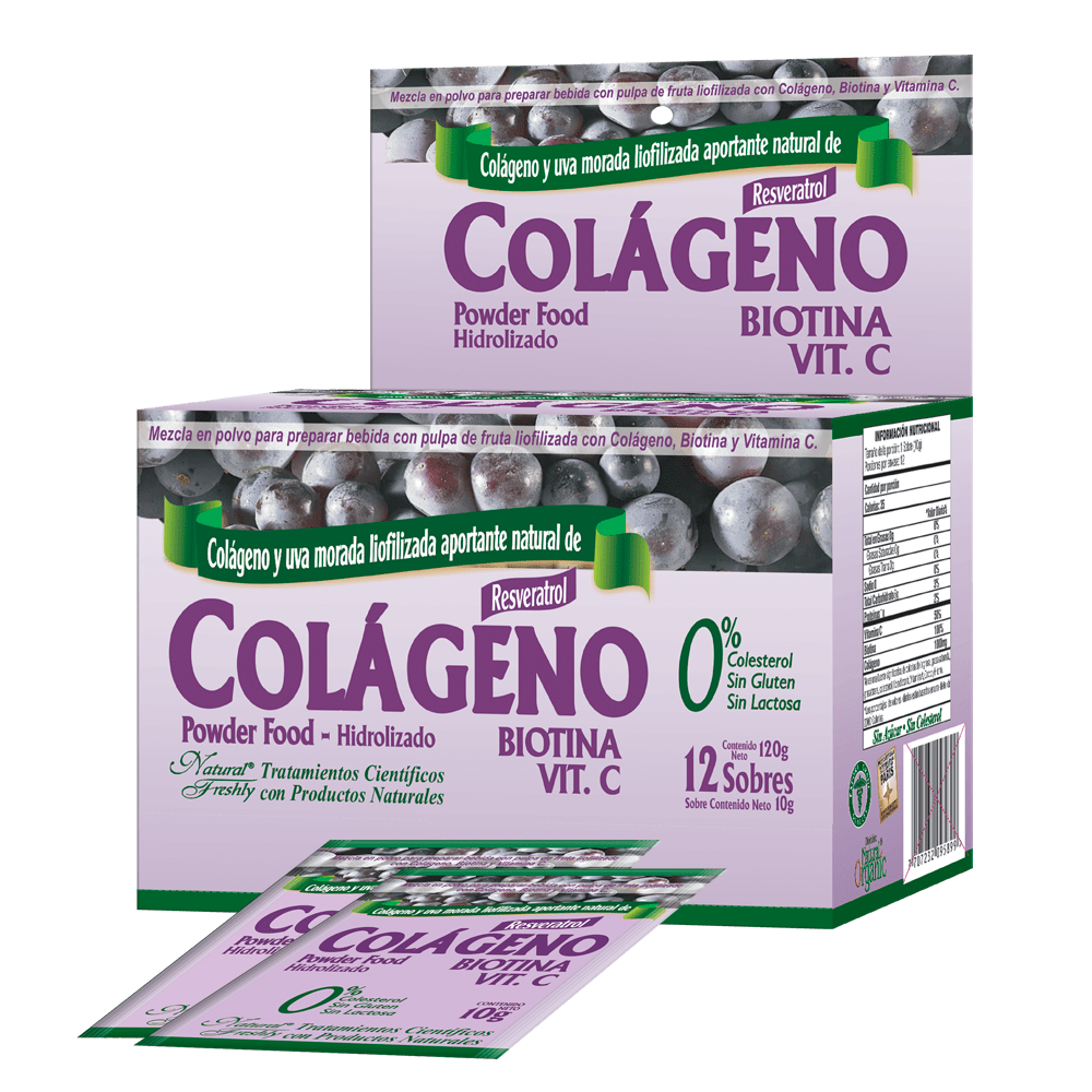 Colageno hidrolizado sabor uva 12 sobres