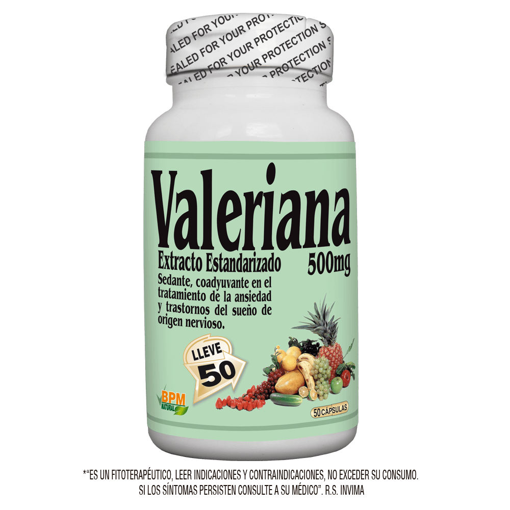 Valeriana 500 mg 50 cápsulas
