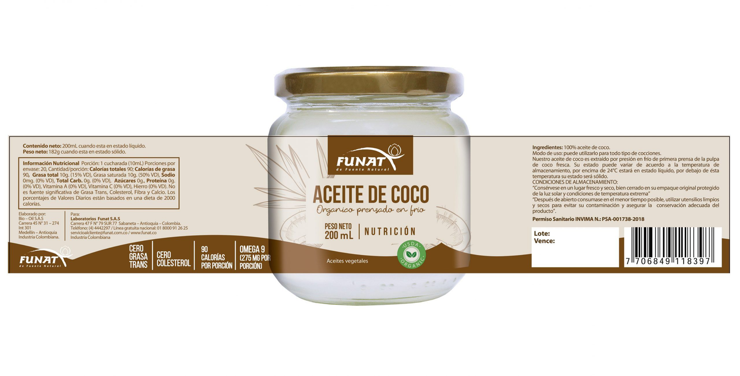 Aceite de coco 200 g