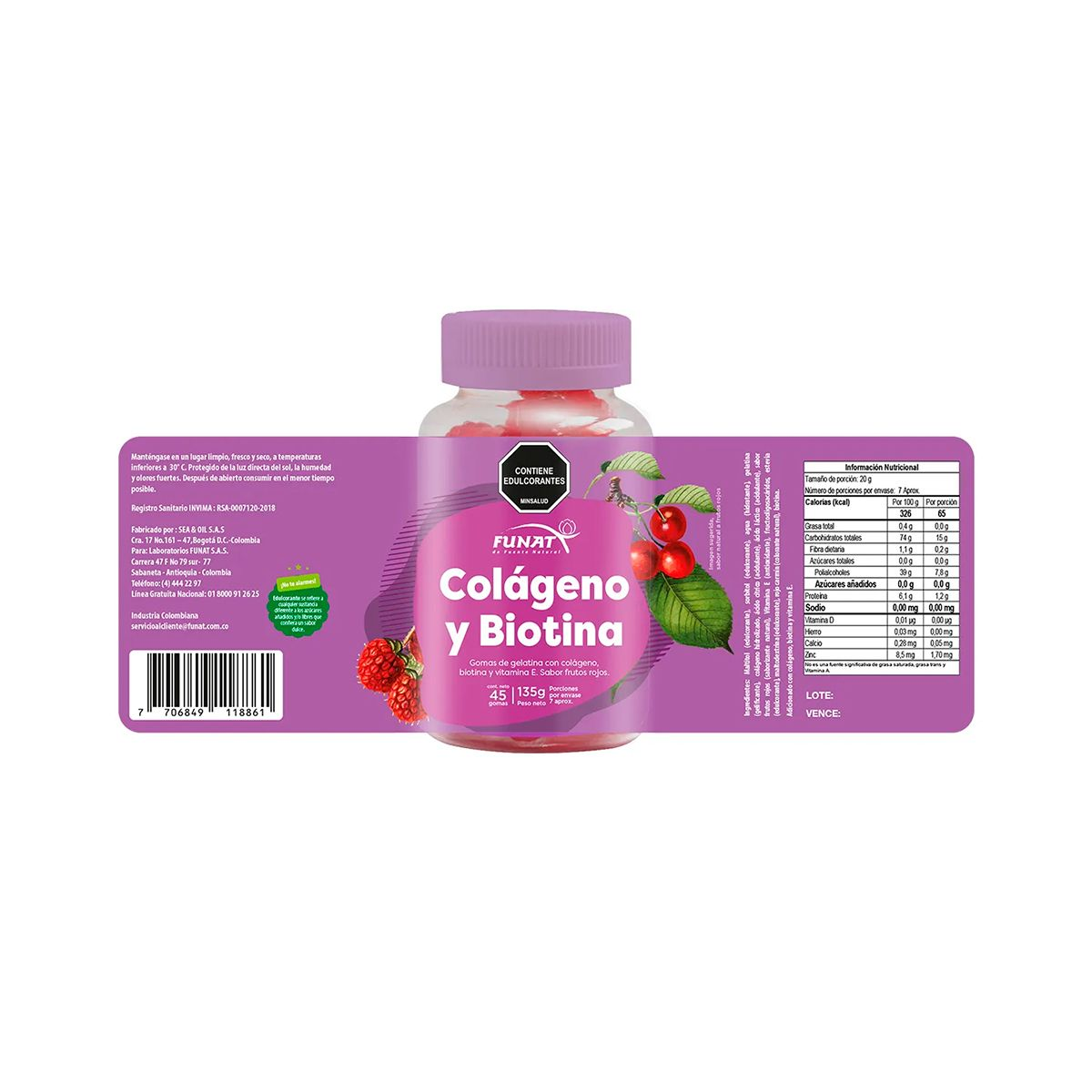 Gomitas con biotina y colágeno