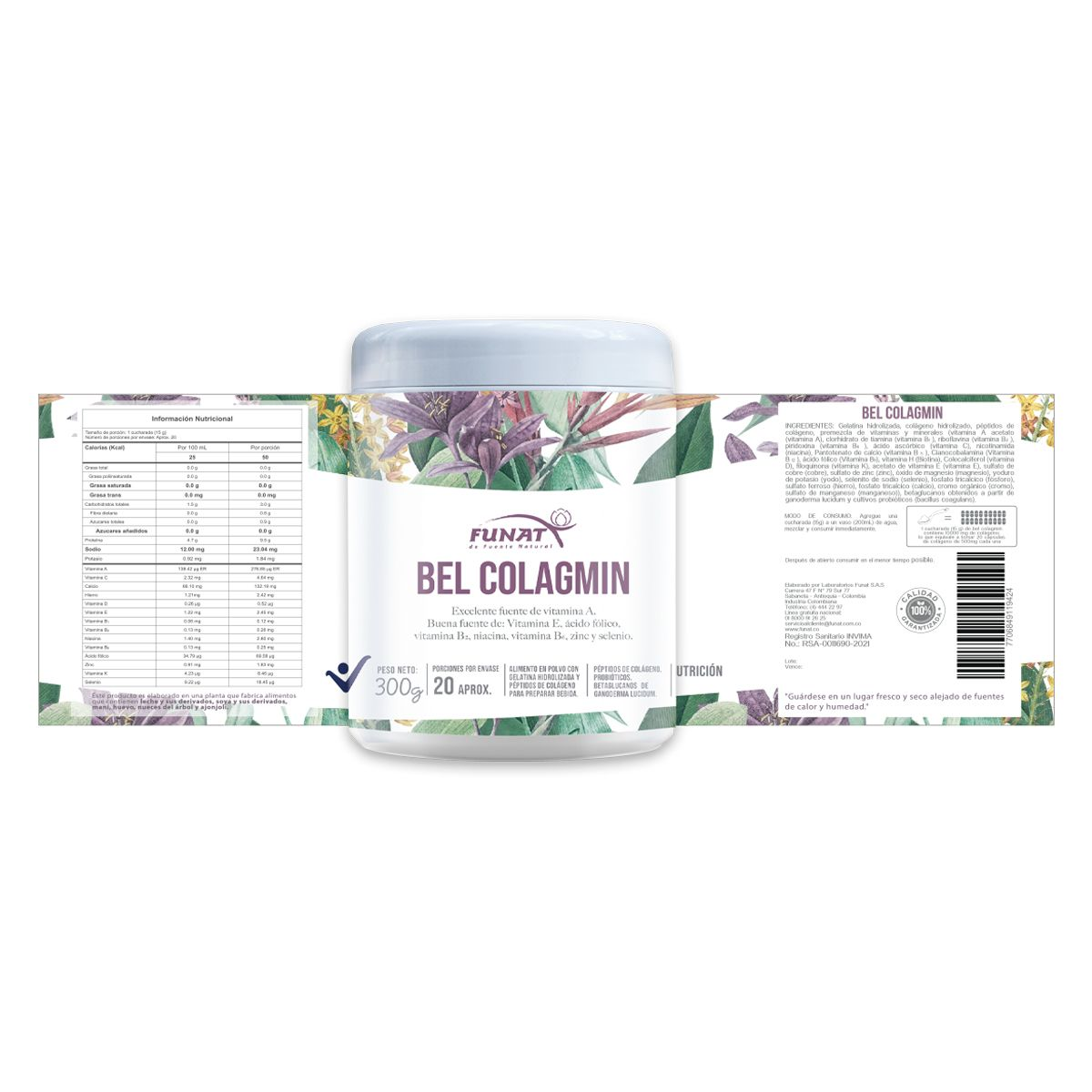 Bel Colagmin péptidos de colágeno 300 g