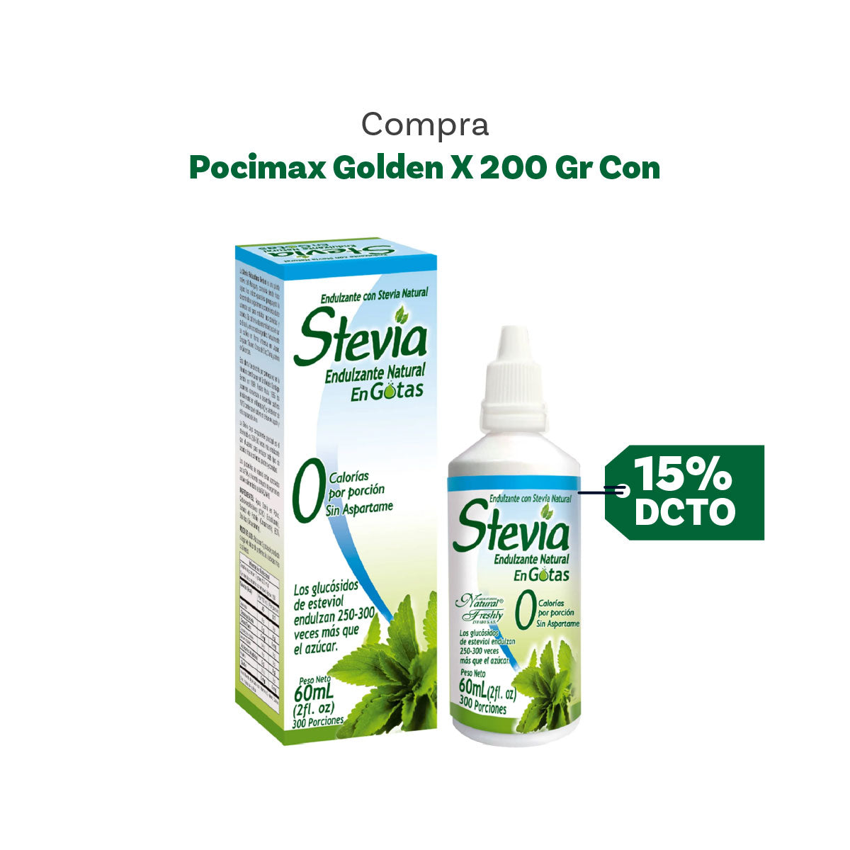 15% DE DESCUENTO EN STEVIA LIQUIDA ENDULZANTE NATURAL X 60ML
