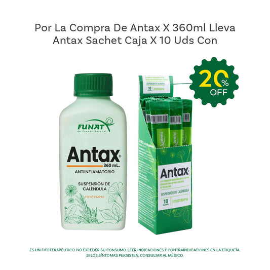 Por la compra de Antax x 360ml lleva la segunda unidad con el 20% de descuento