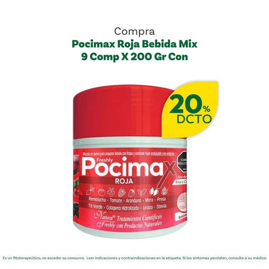 20% DE DESCUENTO EN POCIMAX ROJA BEBIDA MIX 9 COMP * 200G