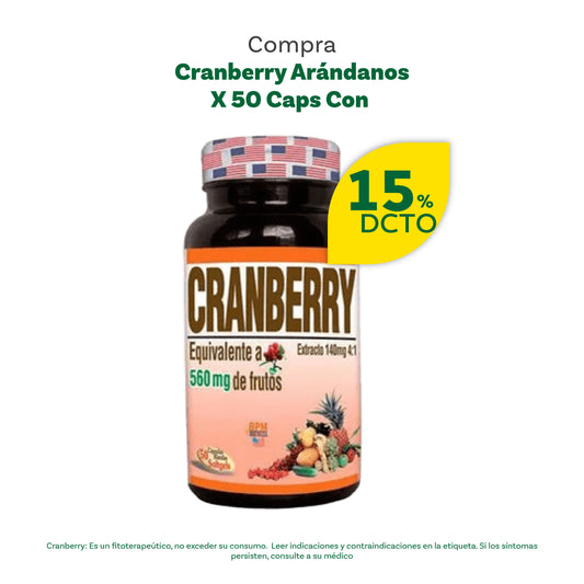 15% DE DESCUENTO EN CRANBERRY ARANDANOS X 50 CAP