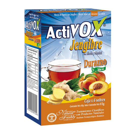 Activox jengibre en sachet sabor durazno