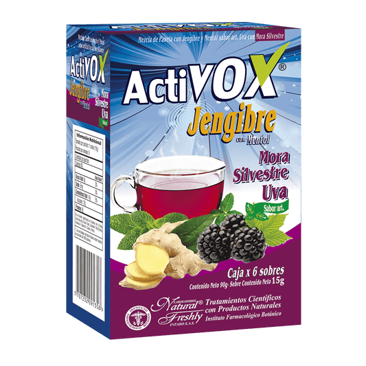 Activox jengibre en sachet sabor mora silvestre