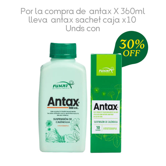 Por La Compra De Calendula Suspension (Antax) X 360 Ml Lleva Antax Sachet Caja X 10 Uds Con Un 30% OFF