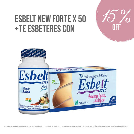 Esbelt, Frasco x 50 capsulas +  Gratis Té -15% Off
