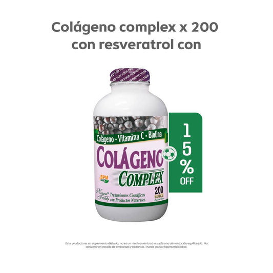 Colageno complex con resveratrol 200 cápsulas - 15% Off