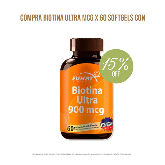 Biotina ultra 900 mcg 60 softgels - 15% off