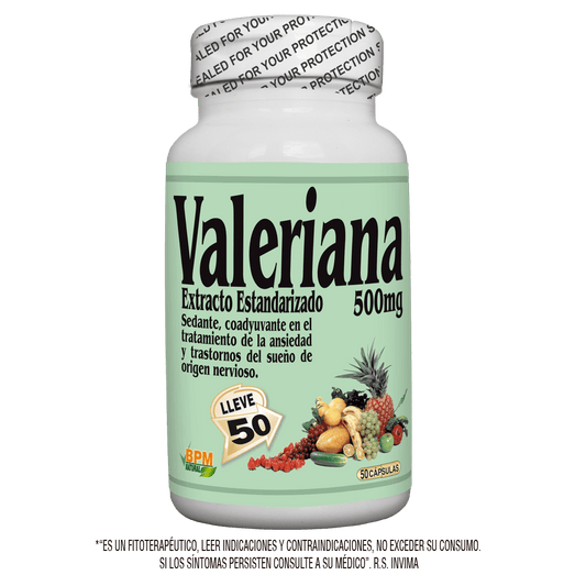 Valeriana 500 mg 50 cápsulas