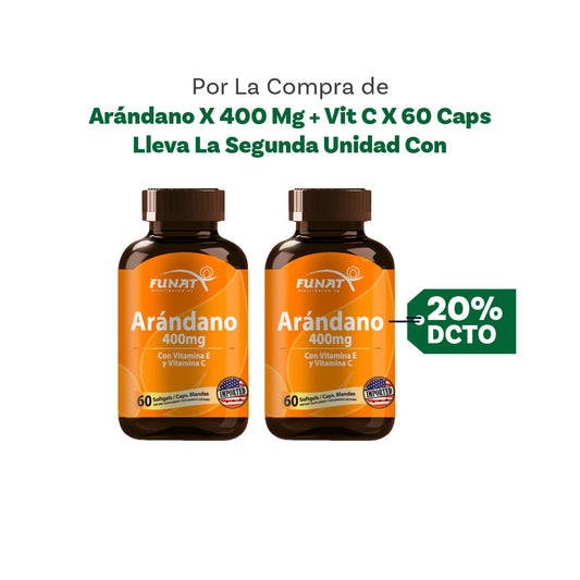 COMPRA ARANDANO X 400MG + VIT C X 60 LLEVA LA SEGUNDA UND CON EL 20% OFF