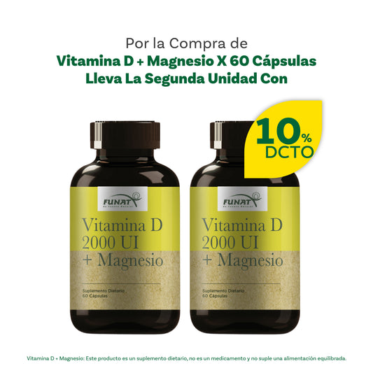 POR LA COMPRA DE VITAMINA D + MAGNESIO X60 CAPS LLEVA LA SEGUNDA UNIDAD CON EL 10% DE DESCUENTO