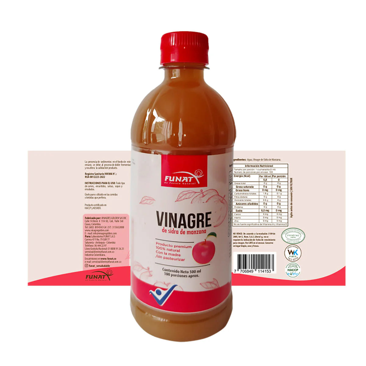 VINAGRE DE SIDRA DE MANZANA X 500 ML KOS